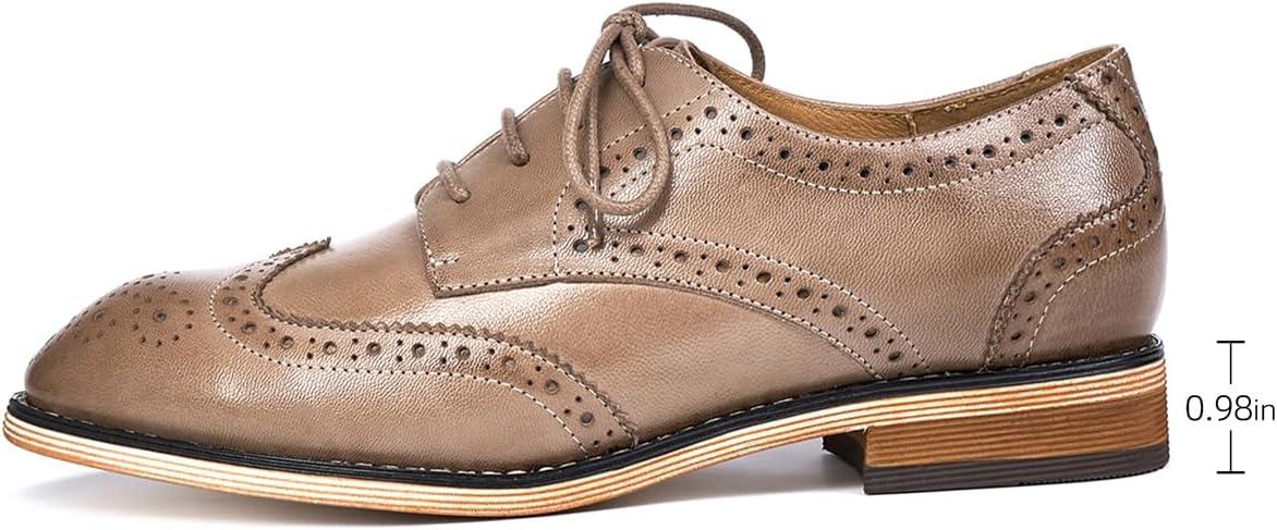 imageMona flying Womens Comfortable Multicolored Wingtip Oxfords Brogue Laceup Leather Shoes for Womens LadiesPale Coffee