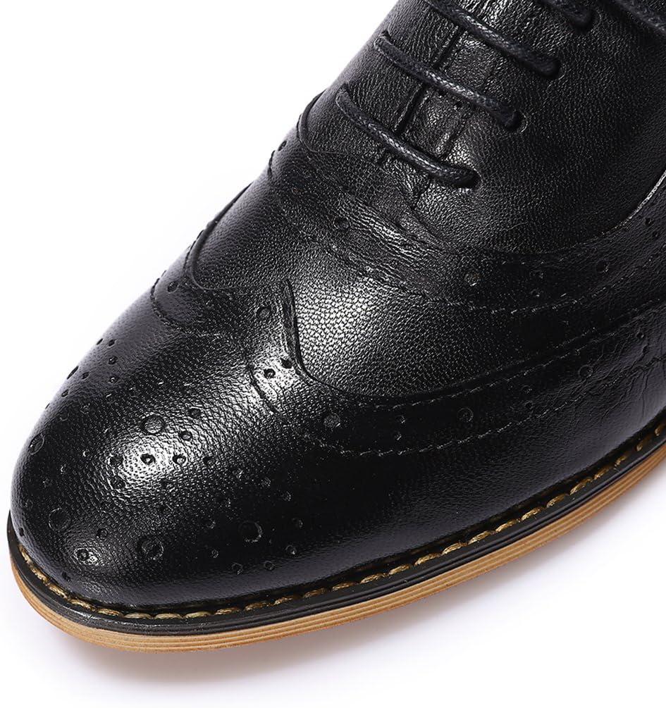imageMona flying Womens Leather Flat Oxfords Shoes for Women Perforated Laceup Wingtip Vintage Brogues ShoesBlack1