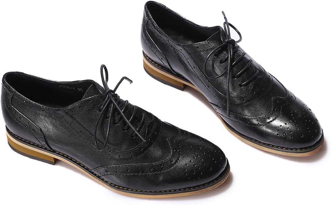 imageMona flying Womens Leather Flat Oxfords Shoes for Women Perforated Laceup Wingtip Vintage Brogues ShoesBlack1
