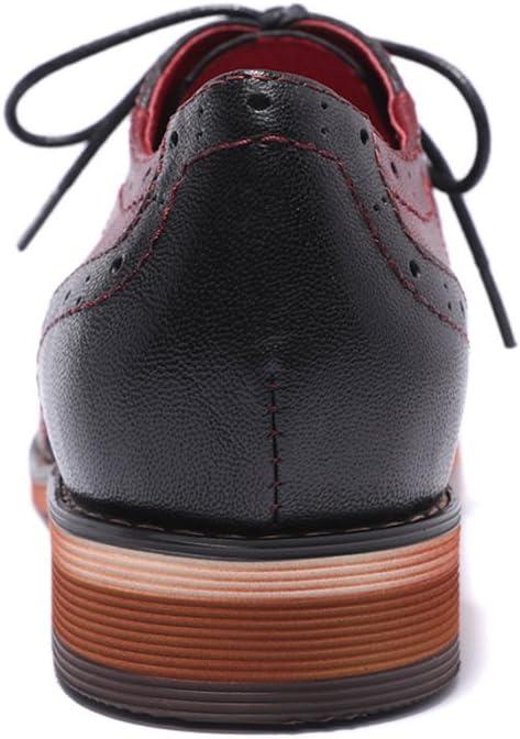 imageMona flying Womens Leather Flat Oxfords Shoes for Women Perforated Laceup Wingtip Vintage Brogues ShoesBlackred