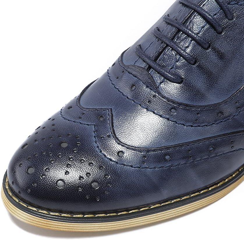 imageMona flying Womens Leather Flat Oxfords Shoes for Women Perforated Laceup Wingtip Vintage Brogues ShoesBlue3