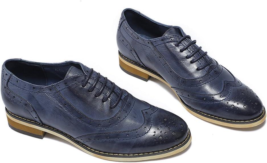 imageMona flying Womens Leather Flat Oxfords Shoes for Women Perforated Laceup Wingtip Vintage Brogues ShoesBlue3