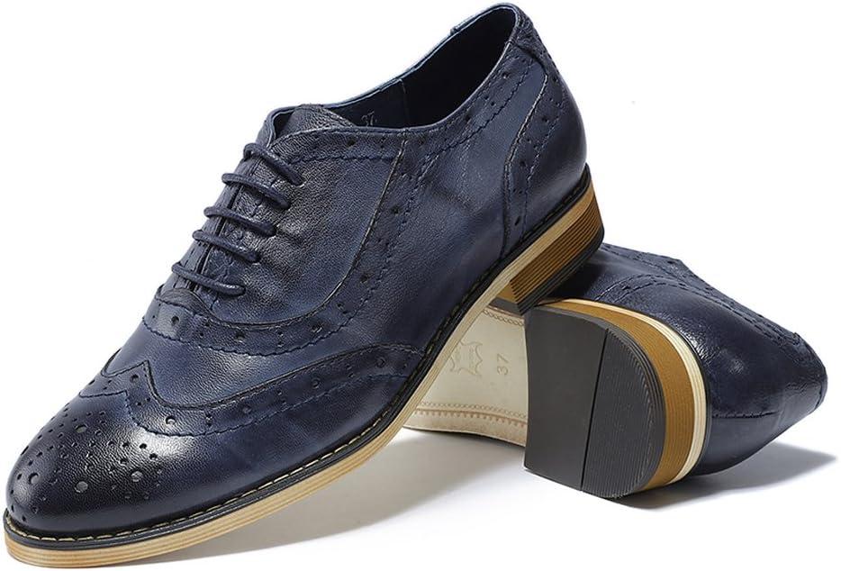 imageMona flying Womens Leather Flat Oxfords Shoes for Women Perforated Laceup Wingtip Vintage Brogues ShoesBlue3