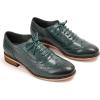 imageMona flying Womens Leather Flat Oxfords Shoes for Women Perforated Laceup Wingtip Vintage Brogues ShoesBlackish Green