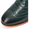 imageMona flying Womens Leather Flat Oxfords Shoes for Women Perforated Laceup Wingtip Vintage Brogues ShoesBlackish Green