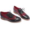 imageMona flying Womens Leather Flat Oxfords Shoes for Women Perforated Laceup Wingtip Vintage Brogues ShoesBlackred