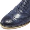 imageMona flying Womens Leather Flat Oxfords Shoes for Women Perforated Laceup Wingtip Vintage Brogues ShoesBlue3