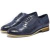 imageMona flying Womens Leather Flat Oxfords Shoes for Women Perforated Laceup Wingtip Vintage Brogues ShoesBlue3