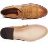 imageMona flying Womens Leather Flat Oxfords Shoes for Women Perforated Laceup Wingtip Vintage Brogues ShoesBrown1