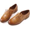 imageMona flying Womens Leather Flat Oxfords Shoes for Women Perforated Laceup Wingtip Vintage Brogues ShoesBrown1