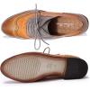 imageMona flying Womens Leather Flat Oxfords Shoes for Women Perforated Laceup Wingtip Vintage Brogues ShoesBrownpumpkingrey