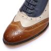 imageMona flying Womens Leather Flat Oxfords Shoes for Women Perforated Laceup Wingtip Vintage Brogues ShoesBrownwhiteblue