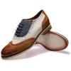 imageMona flying Womens Leather Flat Oxfords Shoes for Women Perforated Laceup Wingtip Vintage Brogues ShoesBrownwhiteblue