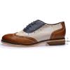 imageMona flying Womens Leather Flat Oxfords Shoes for Women Perforated Laceup Wingtip Vintage Brogues ShoesBrownwhiteblue