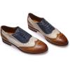 imageMona flying Womens Leather Flat Oxfords Shoes for Women Perforated Laceup Wingtip Vintage Brogues ShoesBrownwhiteblue