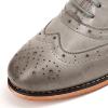 imageMona flying Womens Leather Flat Oxfords Shoes for Women Perforated Laceup Wingtip Vintage Brogues ShoesGrey