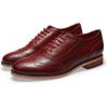 imageMona flying Womens Leather Flat Oxfords Shoes for Women Perforated Laceup Wingtip Vintage Brogues ShoesRed2