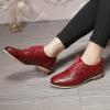 imageMona flying Womens Leather Flat Oxfords Shoes for Women Perforated Laceup Wingtip Vintage Brogues ShoesRed2
