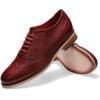 imageMona flying Womens Leather Flat Oxfords Shoes for Women Perforated Laceup Wingtip Vintage Brogues ShoesRed2