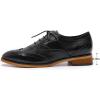 imageMona flying Womens Perforated Oxfords Wingtip Brogue Lace up Leather Flat Office Work Shoes for LadiesBlack