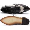 imageMona flying Womens Perforated Oxfords Wingtip Brogue Lace up Leather Flat Office Work Shoes for LadiesBlack Offwhite