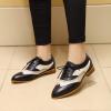imageMona flying Womens Perforated Oxfords Wingtip Brogue Lace up Leather Flat Office Work Shoes for LadiesBlack Offwhite