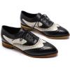 imageMona flying Womens Perforated Oxfords Wingtip Brogue Lace up Leather Flat Office Work Shoes for LadiesBlack Offwhite