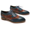 imageMona flying Womens Perforated Oxfords Wingtip Brogue Lace up Leather Flat Office Work Shoes for LadiesBlue Brown