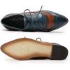 imageMona flying Womens Perforated Oxfords Wingtip Brogue Lace up Leather Flat Office Work Shoes for LadiesBlue Brown