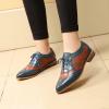 imageMona flying Womens Perforated Oxfords Wingtip Brogue Lace up Leather Flat Office Work Shoes for LadiesBlue Brown