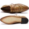 imageMona flying Womens Perforated Oxfords Wingtip Brogue Lace up Leather Flat Office Work Shoes for LadiesBrown