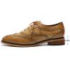 imageMona flying Womens Perforated Oxfords Wingtip Brogue Lace up Leather Flat Office Work Shoes for LadiesBrown