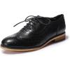 imageMona flying Womens Leather Flat Oxfords Shoes for Women Perforated Laceup Wingtip Vintage Brogues ShoesBlack1