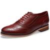 imageMona flying Womens Leather Flat Oxfords Shoes for Women Perforated Laceup Wingtip Vintage Brogues ShoesRed2