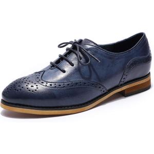 imageMona flying Wingtip Oxfords for Women Laceup Leather Shoes for LadiesBlue
