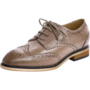 imageMona flying Womens Comfortable Multicolored Wingtip Oxfords Brogue Laceup Leather Shoes for Womens LadiesPale Coffee