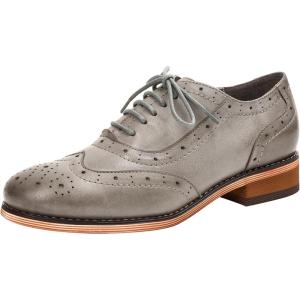 imageMona flying Womens Leather Flat Oxfords Shoes for Women Perforated Laceup Wingtip Vintage Brogues ShoesGrey