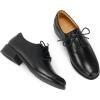 imageMona flying Womens Classic Leather Derby Oxfords Round Toe Lace up Flat Office Work Shoes for LadiesBlack