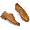 imageMona flying Womens Classic Leather Derby Oxfords Round Toe Lace up Flat Office Work Shoes for LadiesBrown