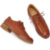 imageMona flying Womens Classic Leather Derby Oxfords Round Toe Lace up Flat Office Work Shoes for LadiesRusty Red