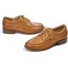 imageMona flying Womens Classic Leather Derby Oxfords Round Toe Lace up Flat Office Work Shoes for LadiesTan