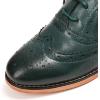 imageMona flying Womens Handcrafted Comfy Wingtip Oxfords Brogue Ladies Lace up Leather ShoesBlackGreen
