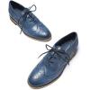 imageMona flying Womens Handcrafted Comfy Wingtip Oxfords Brogue Ladies Lace up Leather ShoesBlue