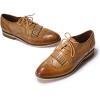imageMona flying Womens Handcrafted Wingtip Oxfords Brogue Vintage Lace up Leather Shoes for LadiesBrown