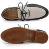 imageMona flying Womens Handmade Dress Oxfords Derby Comfortable Lace up Leather Flat Office Work Shoes for LadiesDark Greenoffwhite