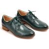 imageMona flying Womens Handmade Dress Oxfords Derby Comfortable Lace up Leather Flat Office Work Shoes for LadiesGreen