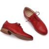 imageMona flying Womens Handmade Dress Oxfords Derby Comfortable Lace up Leather Flat Office Work Shoes for LadiesRed