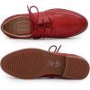 imageMona flying Womens Handmade Dress Oxfords Derby Comfortable Lace up Leather Flat Office Work Shoes for LadiesRed