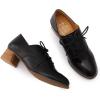 imageMona flying Womens Leather Mid Chunky Heel Oxfords Lace up Dress Pumps Shoes for LadiesBlack
