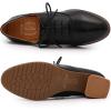 imageMona flying Womens Leather Mid Chunky Heel Oxfords Lace up Dress Pumps Shoes for LadiesBlack